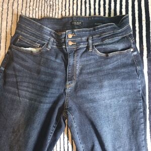 Dark Judy Blue 22W Double Button Waist Jeans